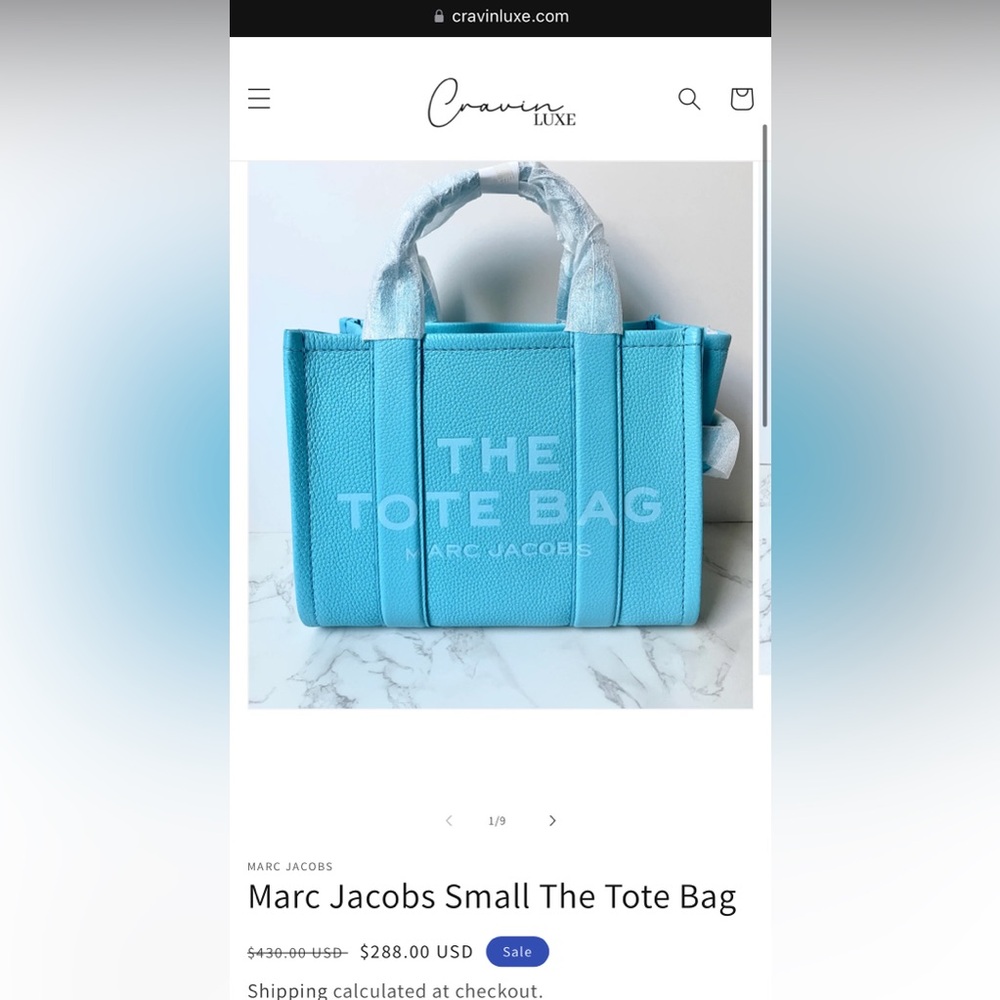 ❌SOLD❌ New Marc Jacobs Small Tote Bag Leather Pool Blue - Picture 11 of 12